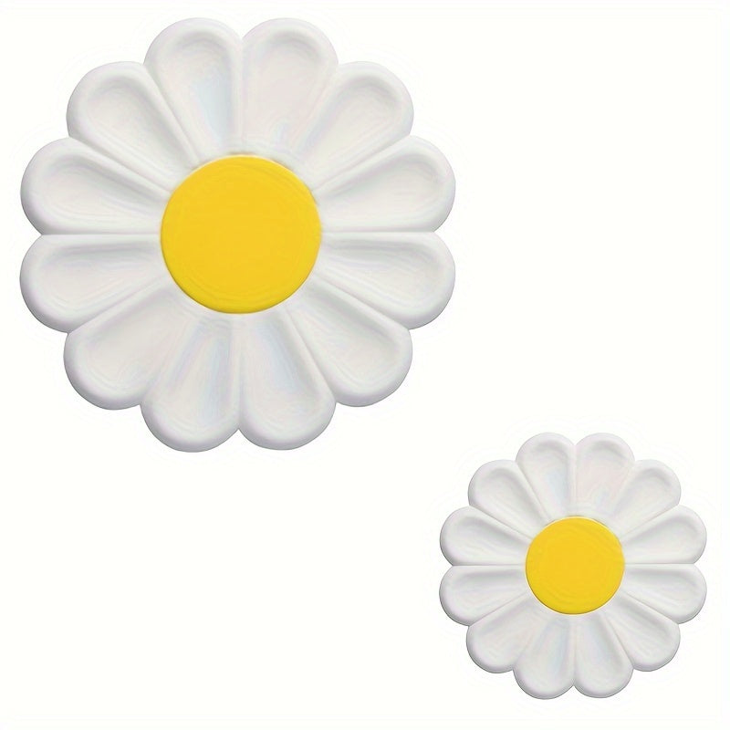 2-Pack Daisy Flower Silicone Trivet Mats - Heat Resistant, Non-Slip, Stackable Kitchen Pads for Hot Dishes & Pots - Ideal for Christmas & Halloween Gifts