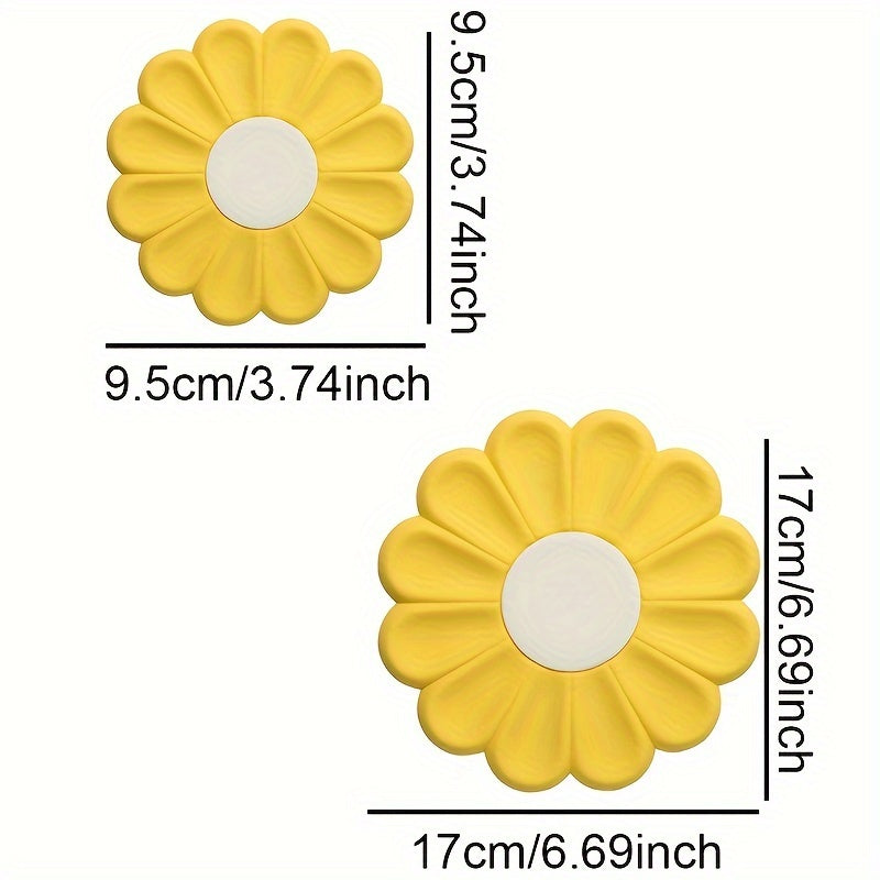2-Pack Daisy Flower Silicone Trivet Mats - Heat Resistant, Non-Slip, Stackable Kitchen Pads for Hot Dishes & Pots - Ideal for Christmas & Halloween Gifts