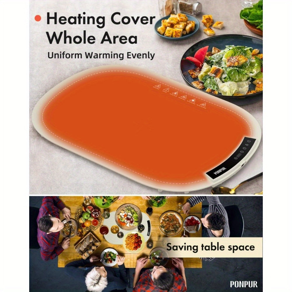 Electric Warming Mat for Food, 3 Adjustable Temperature - Silicone Food Warmer Tray for Parties, Full Surface Heating, Auto Power Off, Foldable Hot Plate for Gatherings, Buffet, Family Meals, Mothers Day Gifts