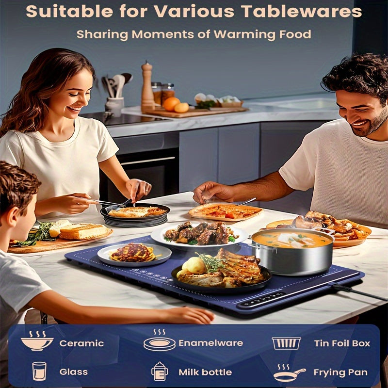 Kitchen Food Warming Mat - Kitchen Silicone Heating Mat For Food With 4 Temperature Levels, Raised Feet To Protect Table, Roll Up Buffet Hot Plate Heating Mat, Portable Kitchen Food Warmer For Parties, Family Dinners, Travelling