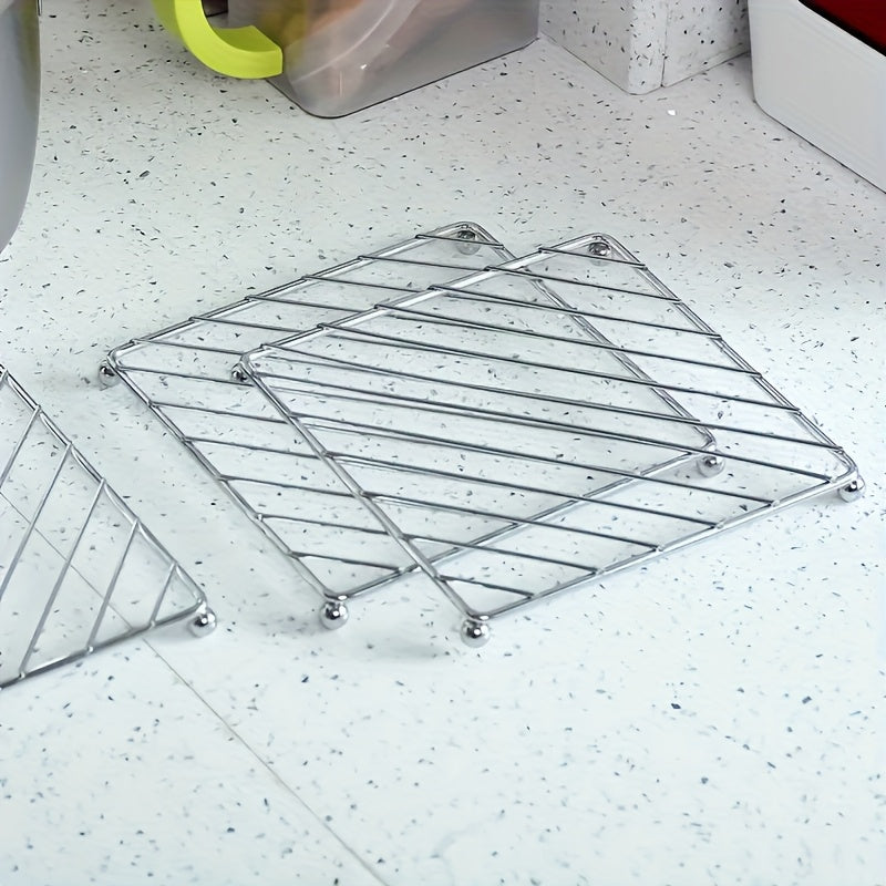 3pcs Set Of Stainless Steel Square Pot Mats - Heat-resistant And Heat-resistant Plates And Table Mats, Suitable for Kitchens And Restaurants