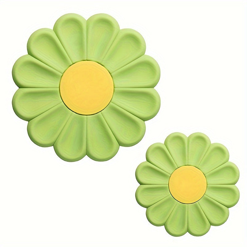 2-Pack Daisy Flower Silicone Trivet Mats - Heat Resistant, Non-Slip, Stackable Kitchen Pads for Hot Dishes & Pots - Ideal for Christmas & Halloween Gifts