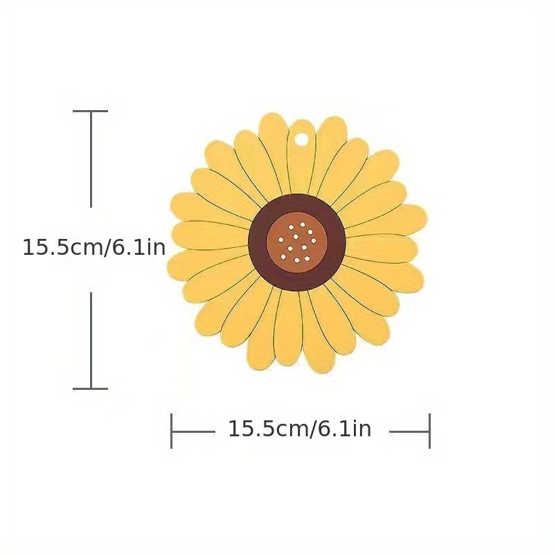 1pc Cute Sunflower Heat-Resistant Mat for Kitchen Dining, High-Temperature Resistant Coaster Pad, PVC Burn Protection Table Mat