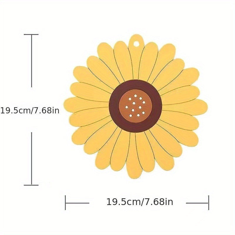 1pc Cute Sunflower Heat-Resistant Mat for Kitchen Dining, High-Temperature Resistant Coaster Pad, PVC Burn Protection Table Mat
