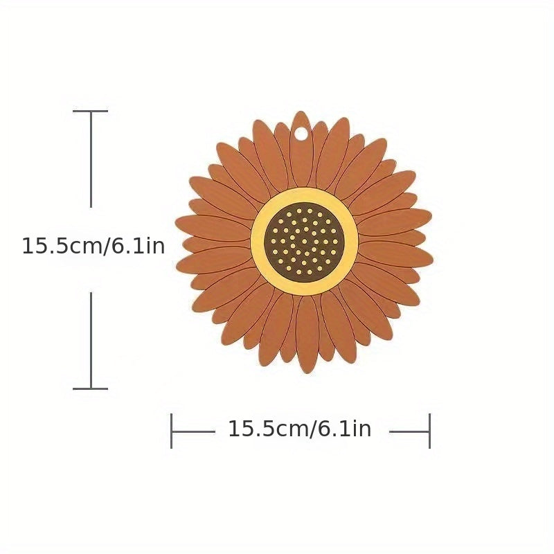1pc Cute Sunflower Heat-Resistant Mat for Kitchen Dining, High-Temperature Resistant Coaster Pad, PVC Burn Protection Table Mat