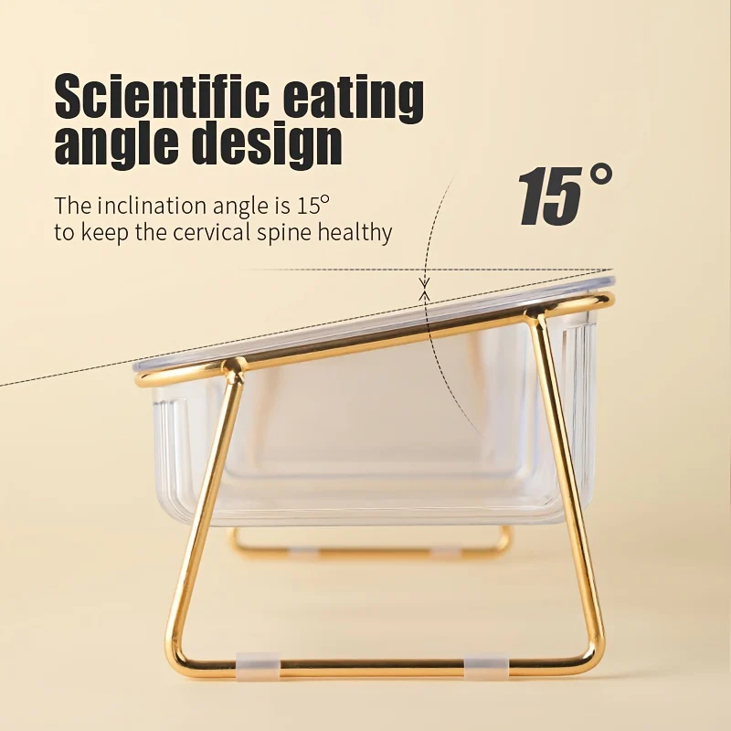 Double Transparent Cat Bowl with Vertical Design - Easy Feeding and Hydration Solution for Cats - Durable Metal and Plastic Construction, Ideal Pet Supplies